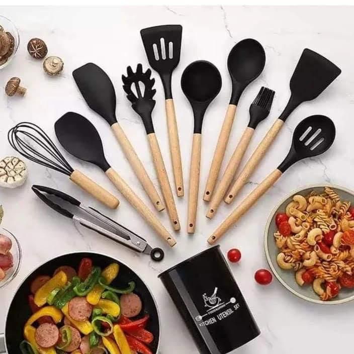 12pc Silicone Non Stick Cooking Spoon Set - Image 5