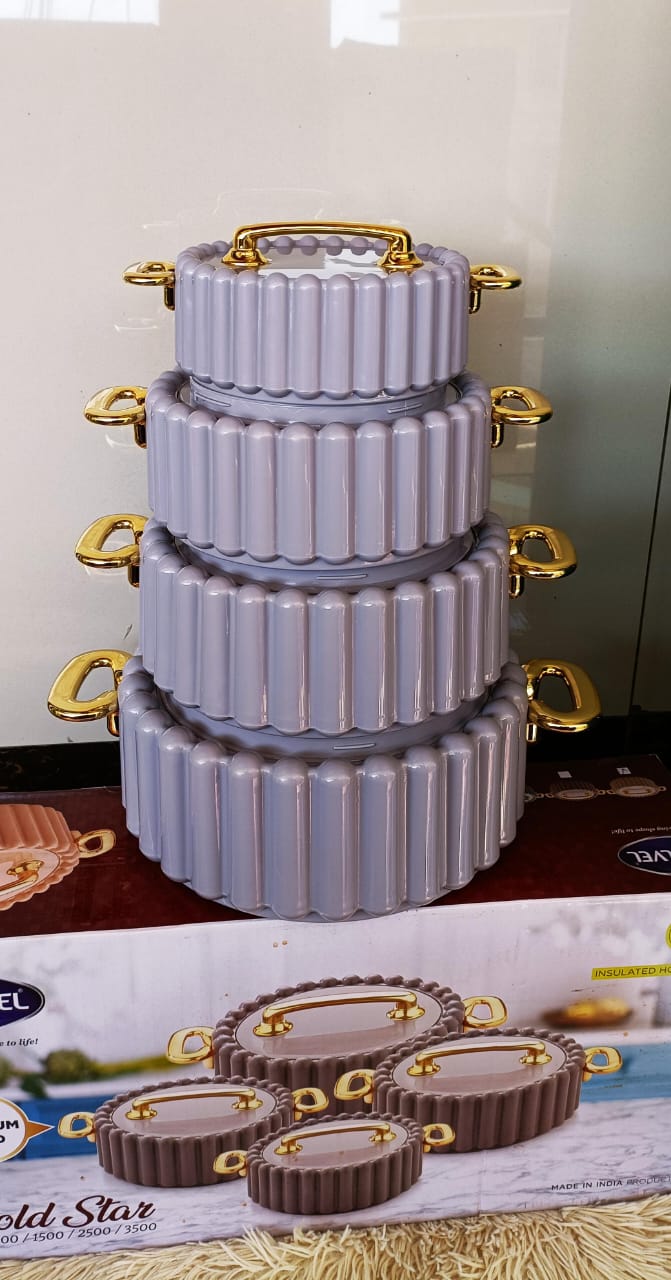 Gold Star 4pcs of Insulated Hotpots Food Warmer Hot Pot, Serving Dishes Serveware Set 1000, 1500, 2500 and 3500ml Goldstar purple Casserole