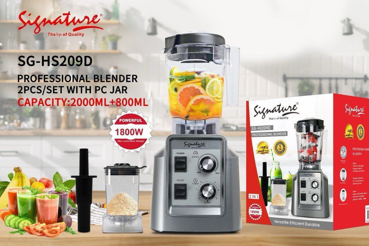 2 pcs Commercial Blender with 2.0 Ltr + 800 ml Jars   SG-SH-209D (1800W)