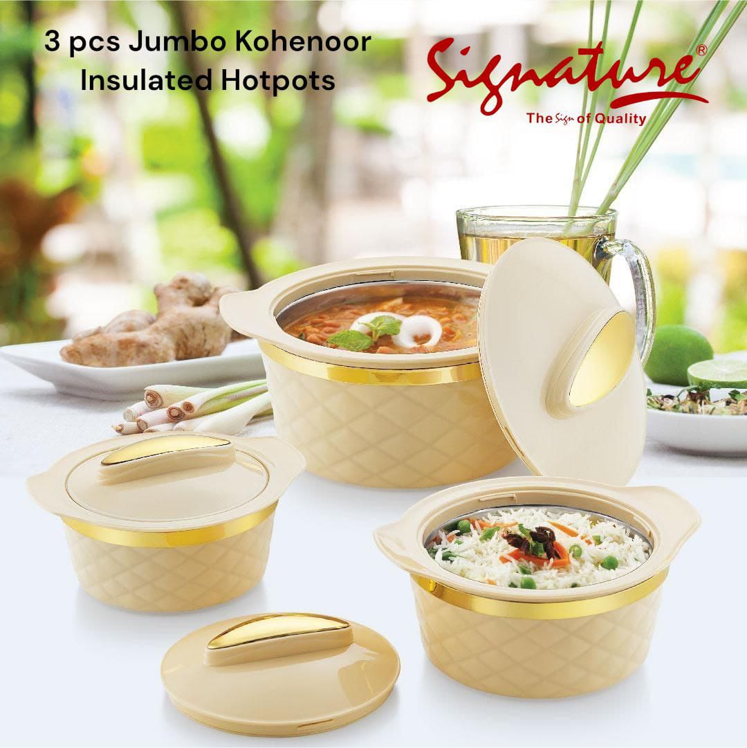 3 pcs Kohenoor Jumbo Insulated Hotpots   (6000/9000/13000) Set