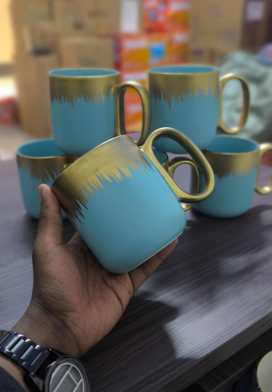 Luxurious Turqoise Gold Rimmed Ceramic Coffee Mugs 20269