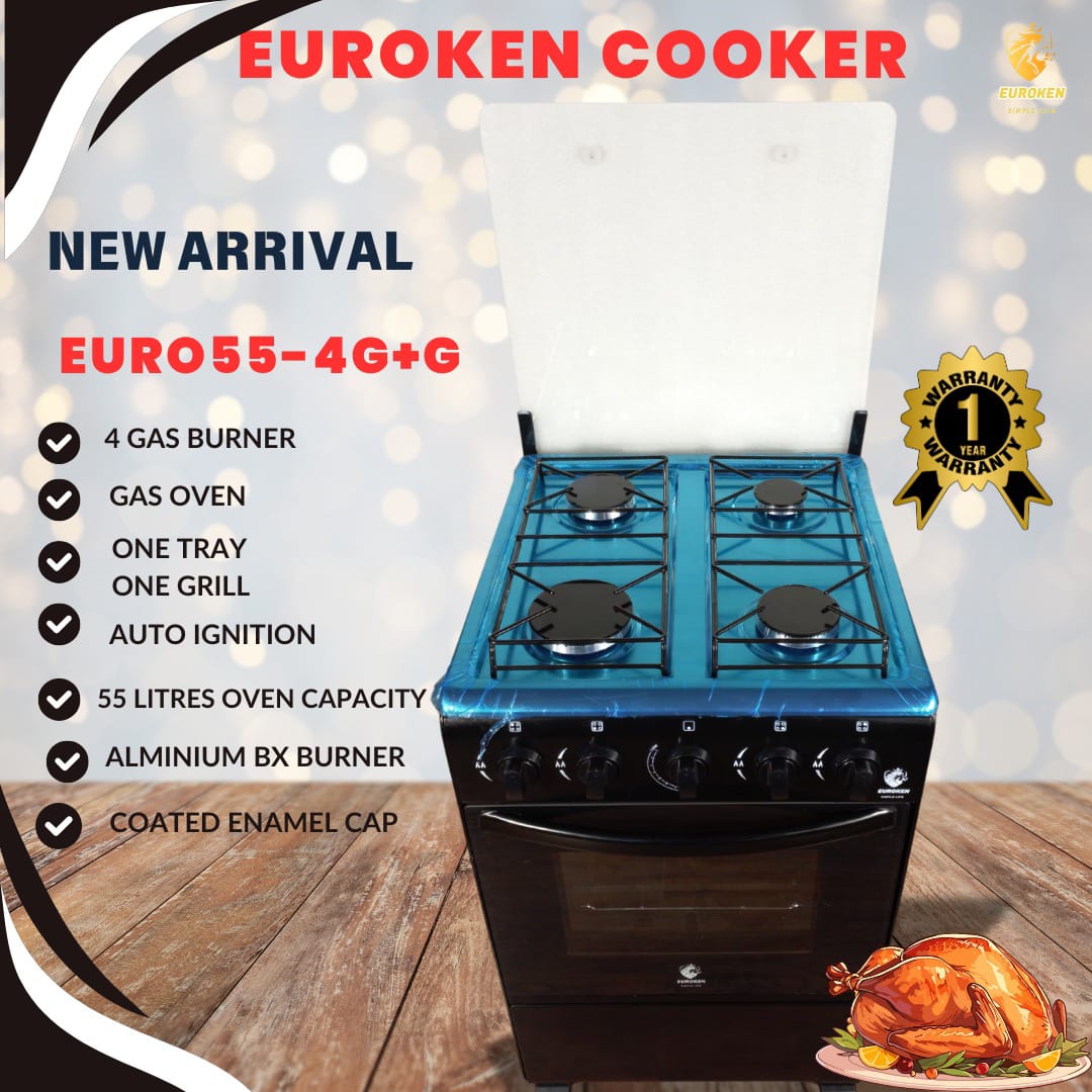 Full Euroken standing cooker with gas oven cooker