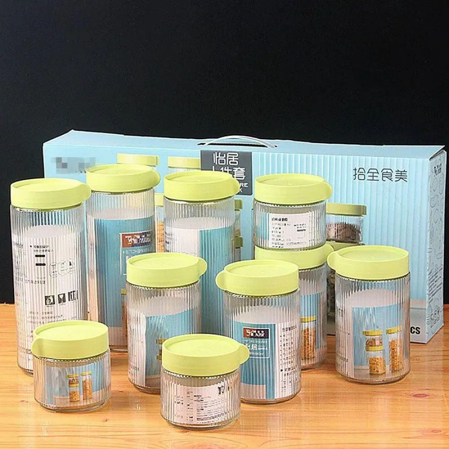 10PC Ribbed Glass Jar Storage Set – 3 Sizes