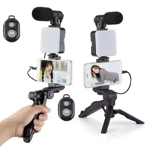 AY-49 Video Making Kit – Tripod, LED Light & Microphone - Image 3