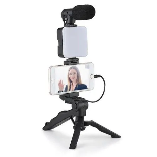 AY-49 Video Making Kit – Tripod, LED Light & Microphone