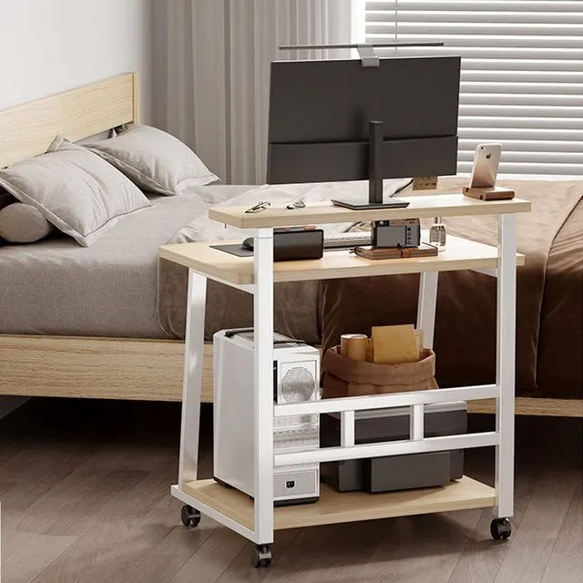 Laptop table/desk with monitor shelf and open lower storage