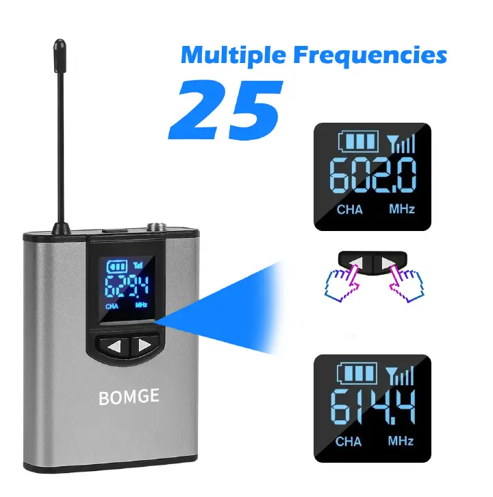 BOMGE Dual Wireless Lavalier Mic System for iPhone, Camera & Video Recording - Packaging