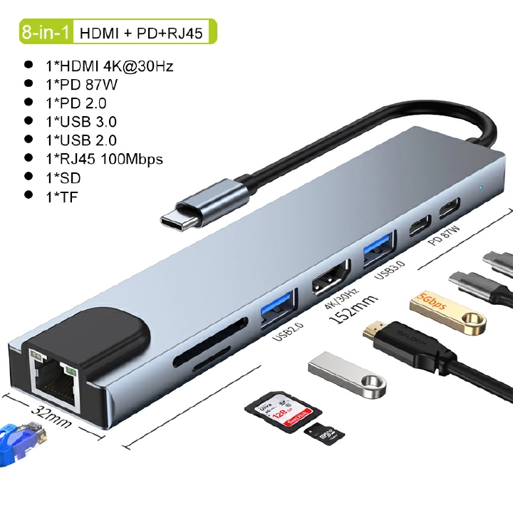 8/6/4in 1 USB C HUB Type C Splitter