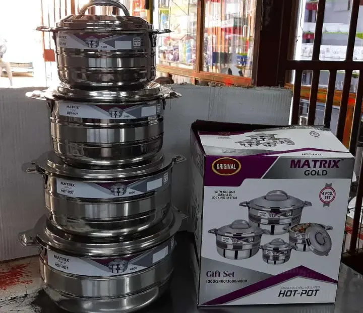 Matrix gold hotpot Set of 4 pcs Capacity: 1200ml, 2400ml, 3600ml, 4800ml - Image 3