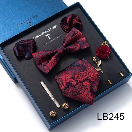 Men'S Tie Set 8-Piece Tie Corsage Brooch Cufflinks Accessories LB245