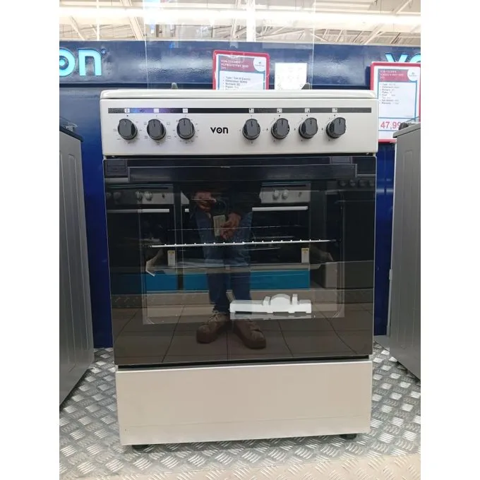 Main image of VON VCF664061FSX Freestanding Cooker – 4 Gas Burners + Electric Oven, Cast Iron Pan Support, Flame Failure Device