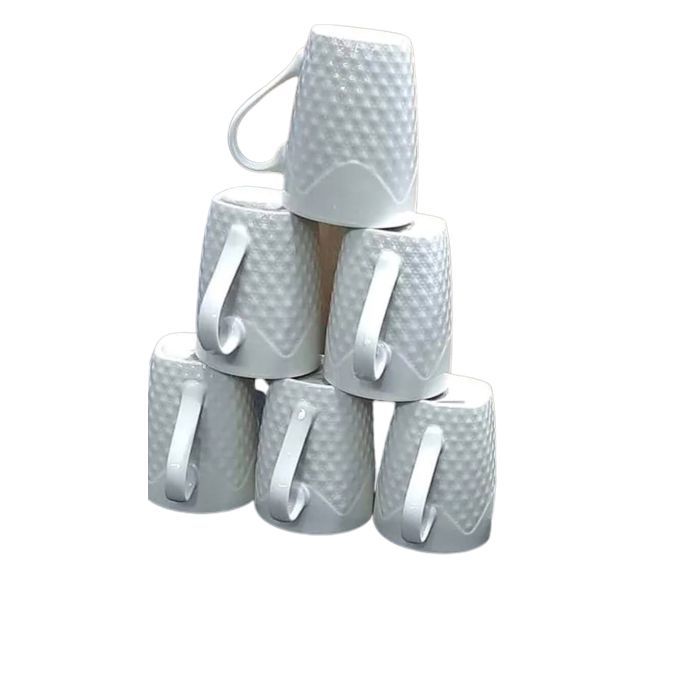 Elegant Embossed Ceramic Coffee/Tea Mugs-6 Pieces