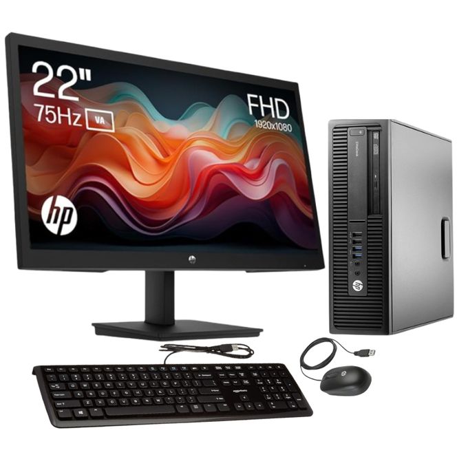 HP REFURBISHED COMPLETE 705 G4 MT AMD RYZEN 7 PRO 16 GB 500 WITH 23 INCH WIDE MONITOR