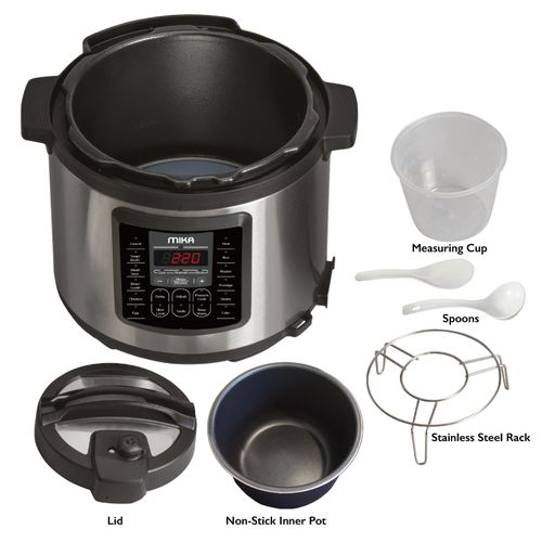 Mika Smart Electric Pressure Cooker, 6L, Stainless Steel & Black - Image 2
