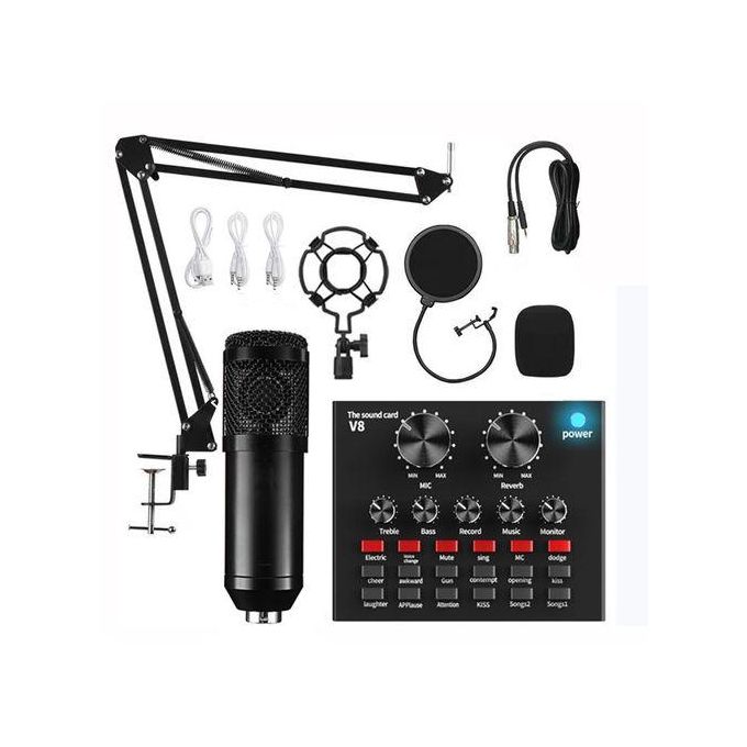 Main image of Microphone With V8 Sound Card BM800 Kit, Condenser Stand Complete