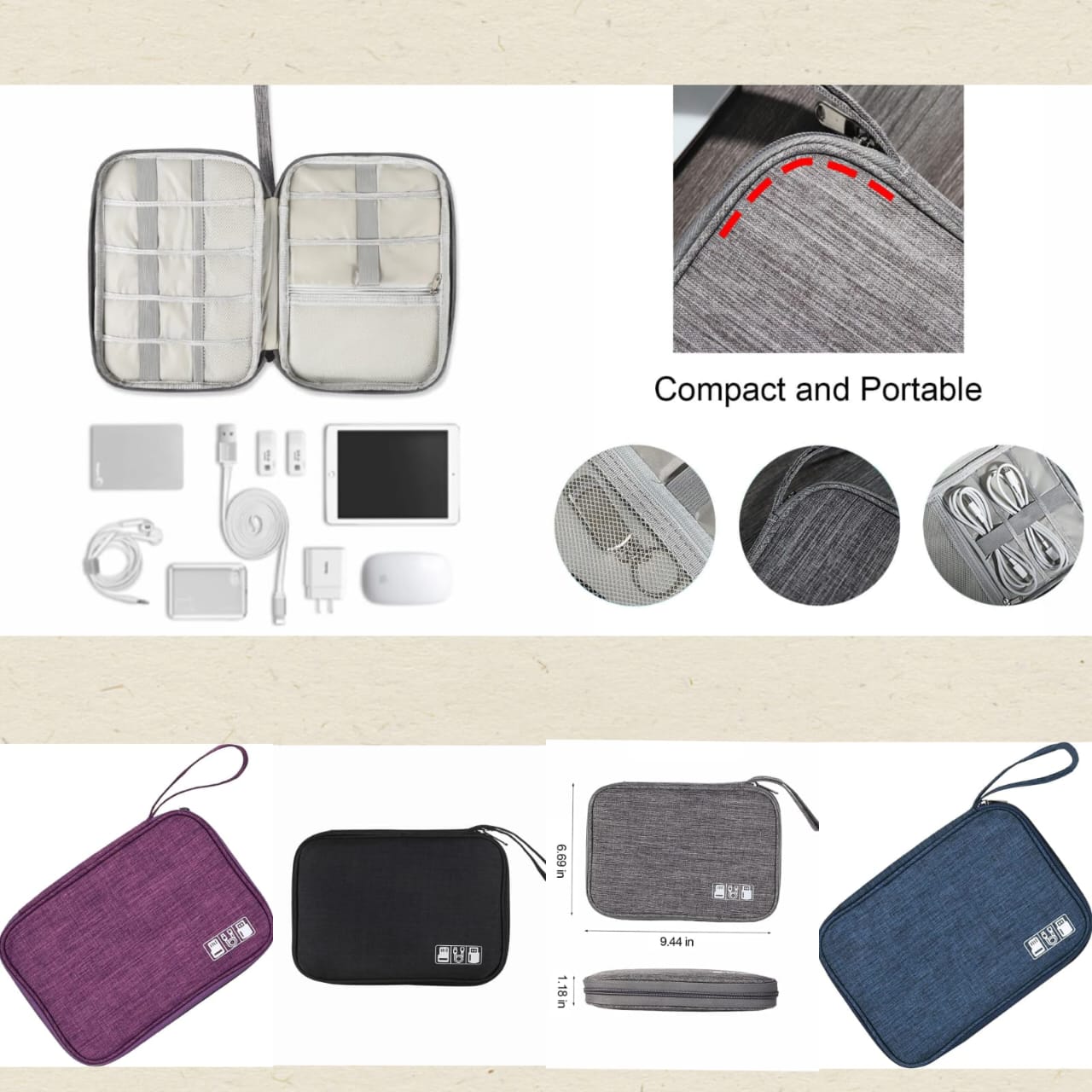 Travel Electronic Usb Cable/Usb Digital Organiser Bag