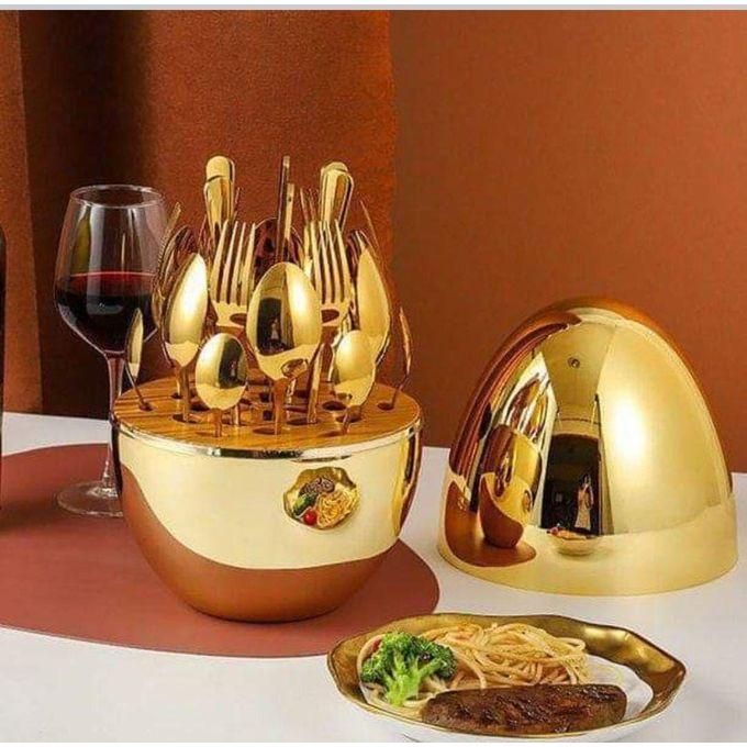 36pc Executive Egg Shaped Cutlery Set Gold colour - Image 3