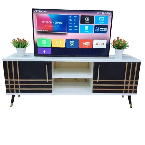 Sydney Modern Wooden TV Stand 4FT White & Black – Elegant Laminated MDF Entertainment Console for Modern Living Room Setup - Image 2
