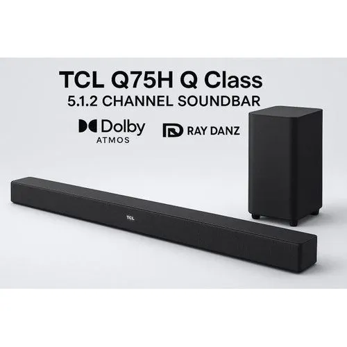 TCL Q75H 5.1.2ch Soundbar - 620W, Dolby Atmos, Wireless Subwoofer, Black