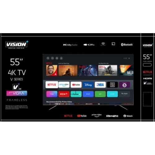 Vision Plus 55 inch FRAMELESS 4K UHD V SERIES SMART TV,(VIDAA OS LATEST 2022 MODEL)-VP-8855KV