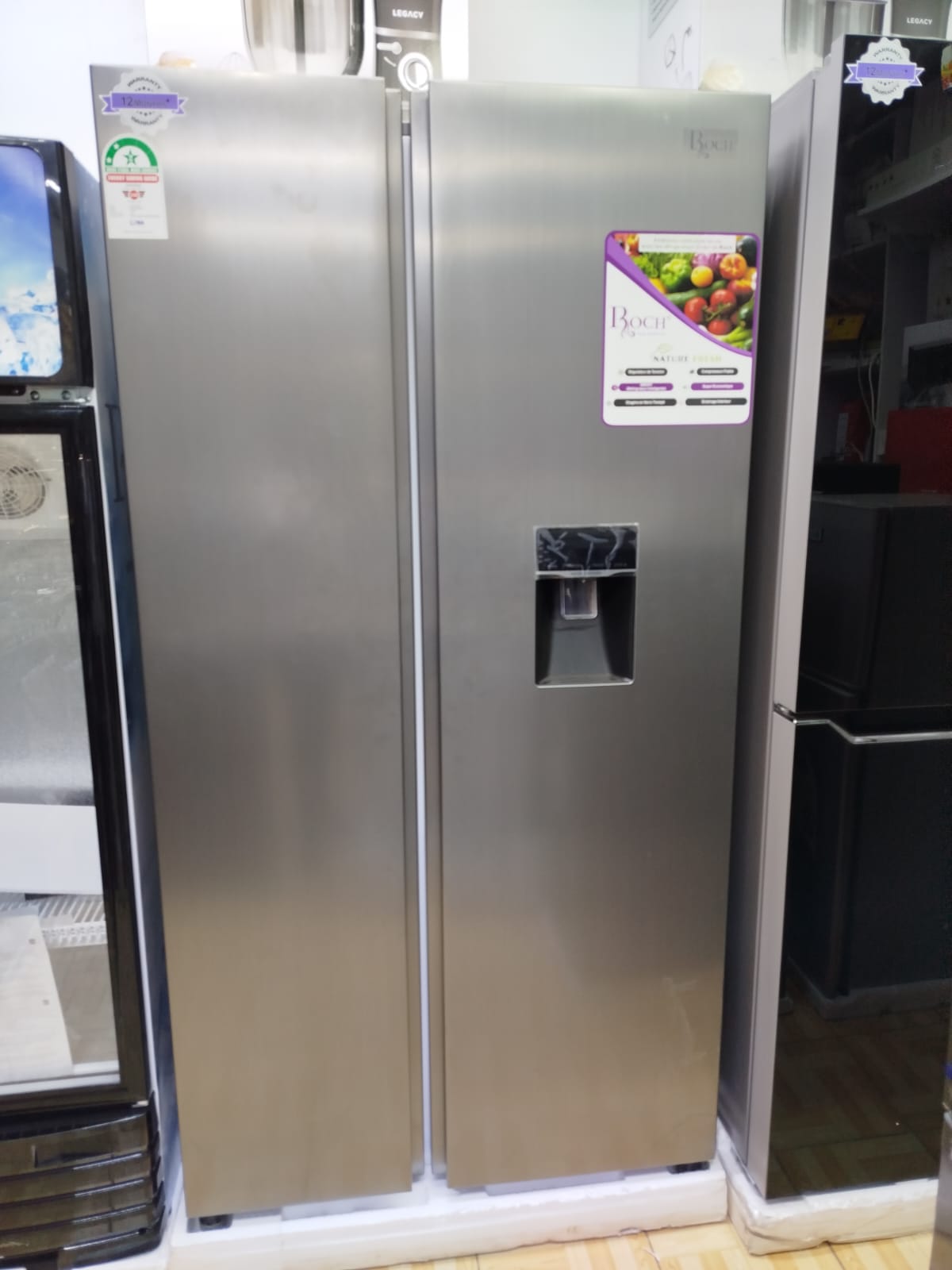 Roch side by side 439litres aRFR-540SBW-B refrigerator with dispenser