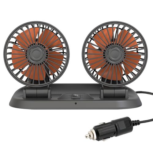 Car Dual-head Folding Electric Cooling Fan With Temporary Temporary Parking Card