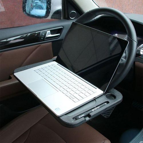 Portable Car Steering Wheel Desk Tray: Easy Fit For Work & Dining-Black