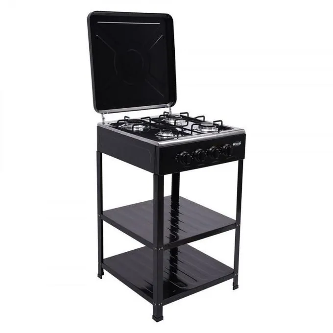 Main image of Rashnik 4 Burner Deluxe Gas Stove – Standing Cooker with Storage Shelves