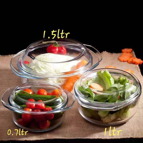 Signature Glass Casserole Set With Lids Set Of 3pcs Heat Resistant