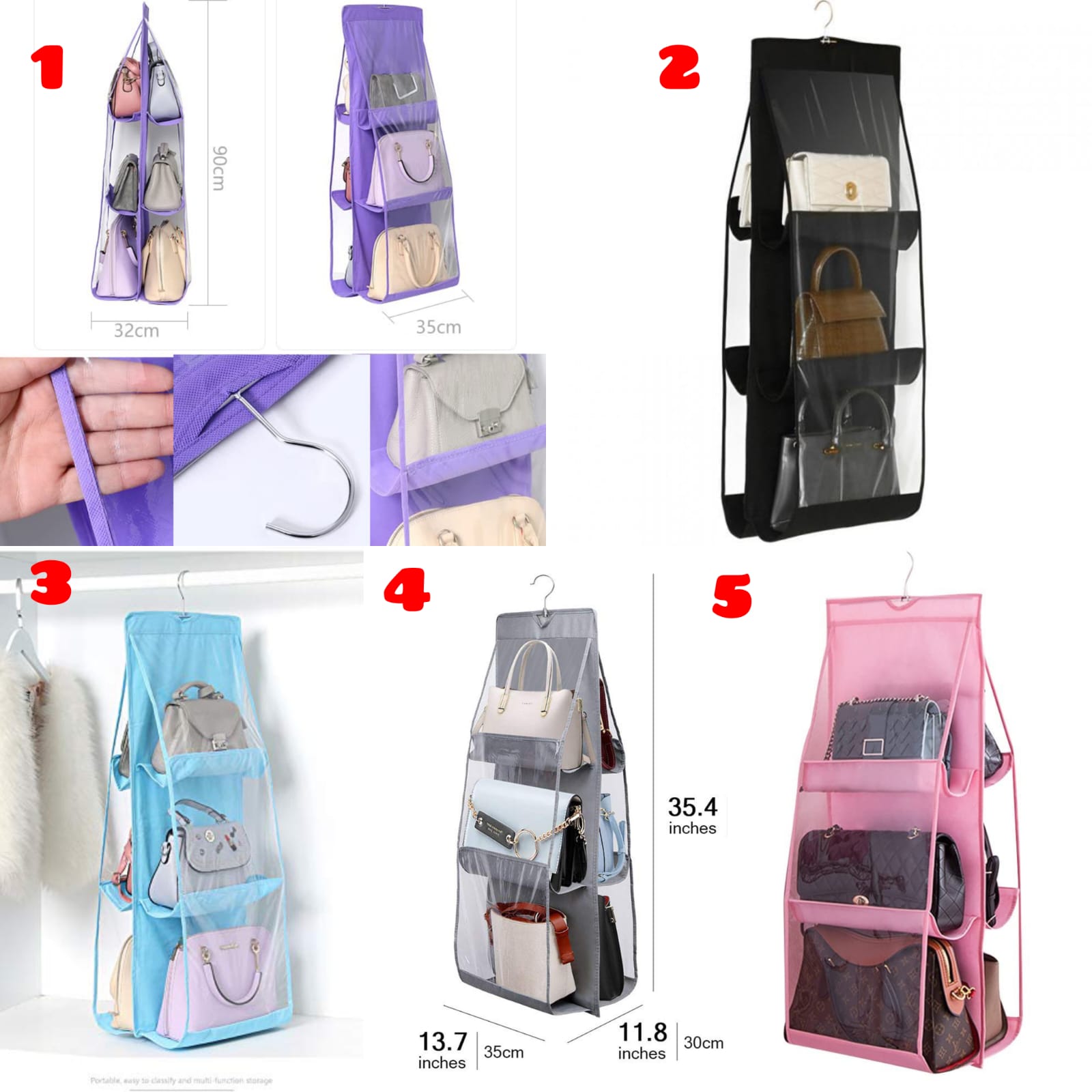 6 Pocket Double-sided Handbag Organiser