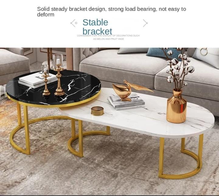 Marble effect coffee table set - Image 2