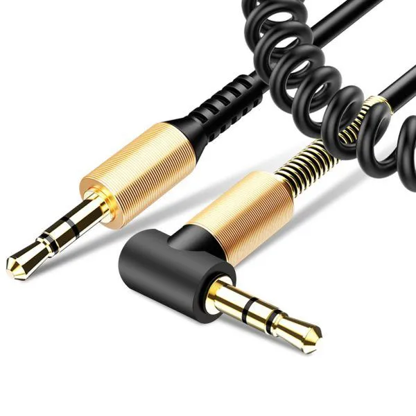 Main image of 3.5 Audio Cable Car Aux Cord Headphones Car Jack L Shape Elbow 90 degree spring