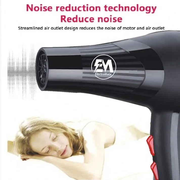 EM Blow Dryer Hair Blower 2200W with 3 Speed & 2 Temperature Settings – Includes 2 Styling Nozzle & 2 Comb Attachments for Versatile Hair Styling ElectroMate - Back view