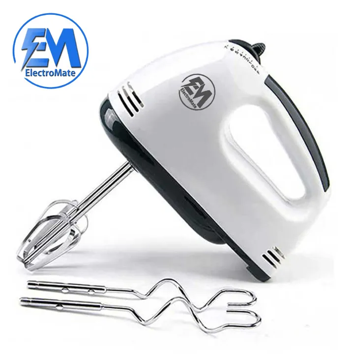 EM Hand Mixer Whisk Egg Beater Food Stirrer Grinder Blender Kitchenware Kitchen Tools Utensils Cooking Machine Cookware White ElectroMate - Close-up