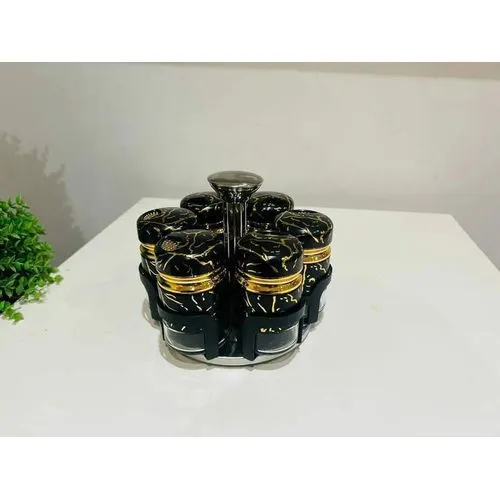 7pcs marble rotating spice jars - Image 4
