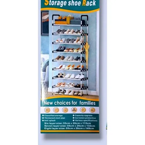 ‼️Restocked‼️  7 tier Adjustable shoe rack   Color : 🖤 black ,pink,blue - Image 5