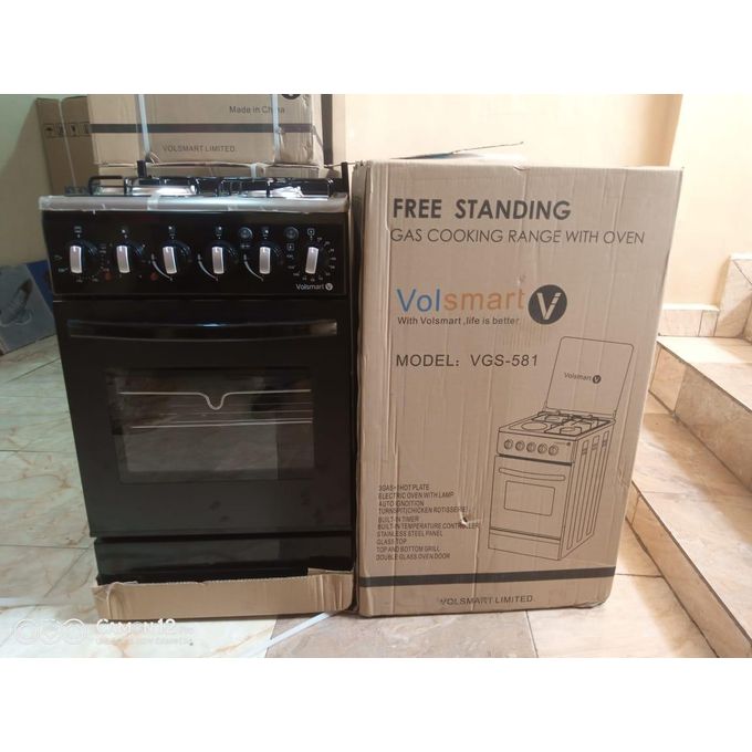 ICECOOL Volsmart 4 Burners Free Standing Gas Cooker Cooking Range with 60L Oven 3 Gas + 1 Electric VGS-581 Black - Image 2