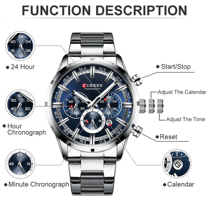 Curren Men's Functional Chronograph Wrist Watch - Image 2