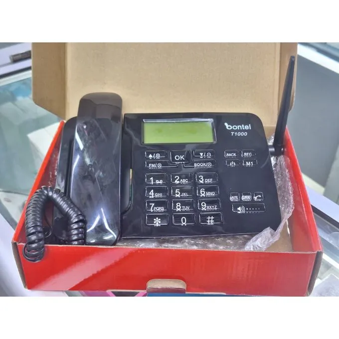 Bontel T1000 Dual SIM Wireless Desktop Phone - GSM 800/900/1800/1900MHz - 3000mAh Battery - Black - Image 4