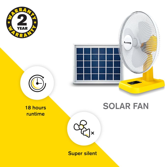 Sun King Solar Fan 16" With 20W Solar Panel -Yellow - Image 2