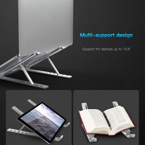 Folding Metal Laptop|Tablet Stand - Silver - Image 3