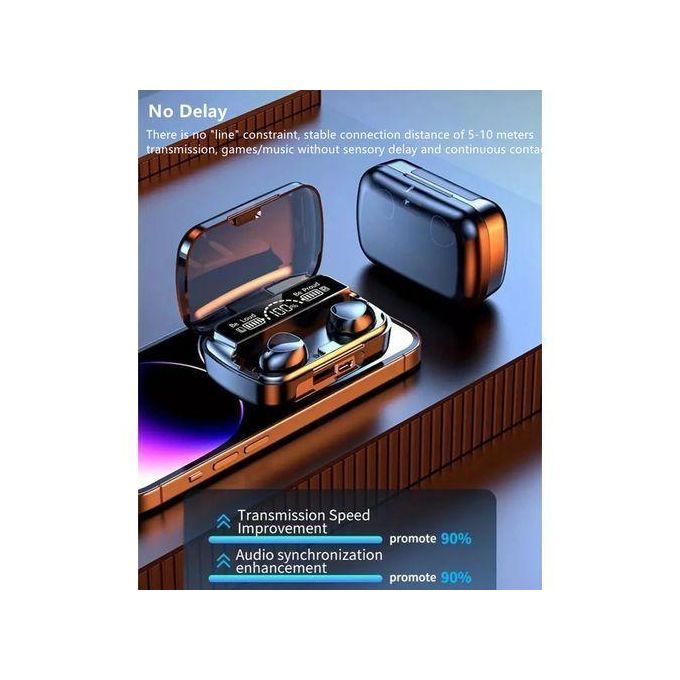 RichRipple M10 LED Display Bluetooth Headsets 9D Stereo Wireless Earphones Earpods - Packaging