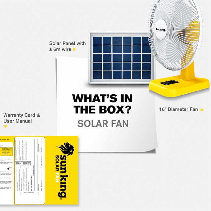 Sun King Solar Fan 16" With 20W Solar Panel -Yellow - Image 4
