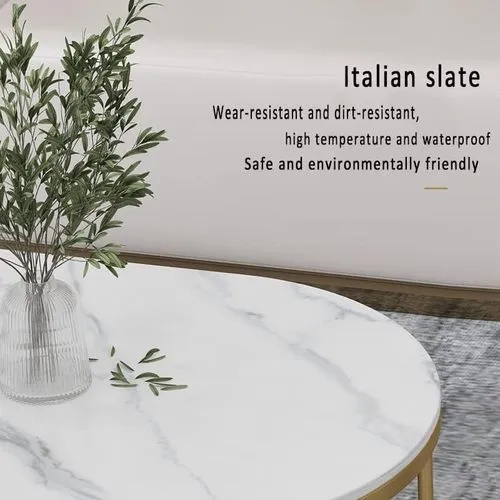 2 in 1 Marble nesting coffee table (glass effect) white - Image 4