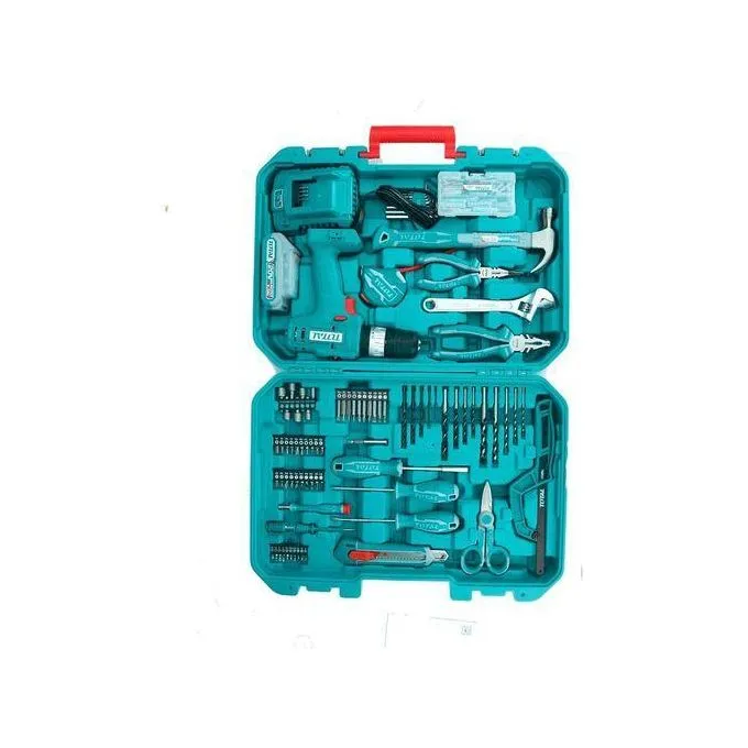 TOTAL Heavy duty Household Tool Set with 20V Cordless Drill Driver, 165Pcs Hand Tool Kit for Men, Power Drill Set with Plastic Toolbox, Ideal for Office, Garden, DIY Project - Image 5