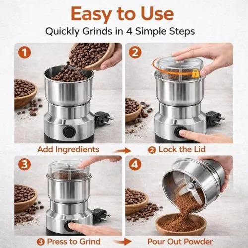 Coffee Grinder Household Cereals Nuts Spices Beans Flour Machine - Image 5