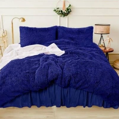 6pc Luxury Designs Velvet plush Fluffy Duvet set-Royal blue - Image 2