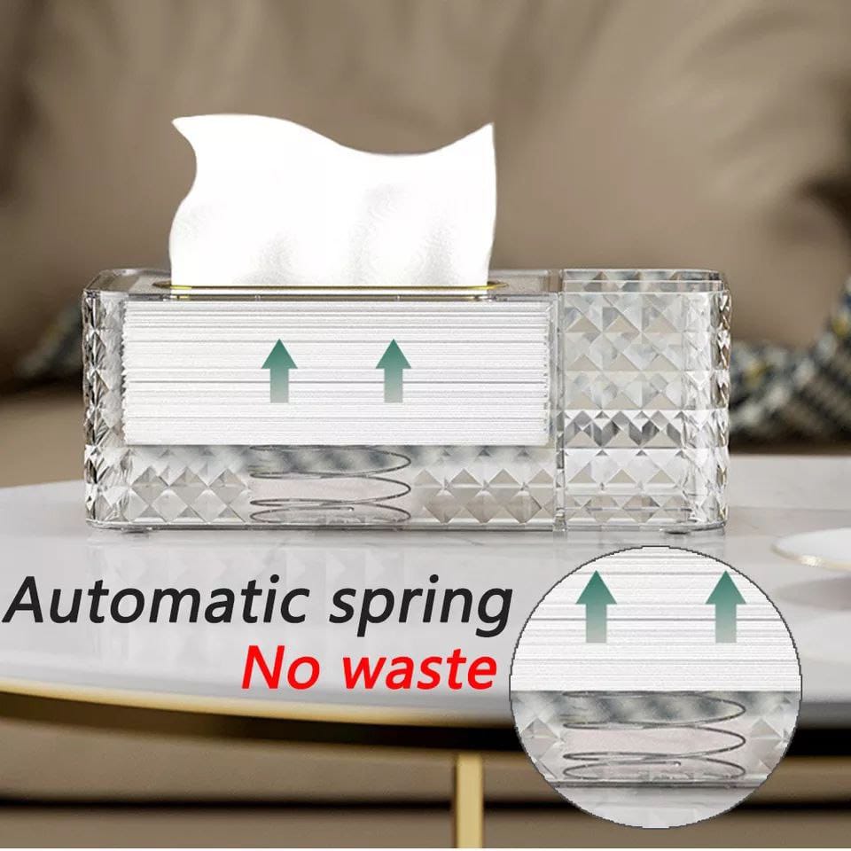 Diamond pattern tissue box with compartment - Image 2