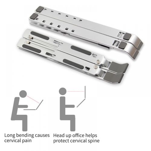 Folding Metal Laptop|Tablet Stand - Silver - Image 5