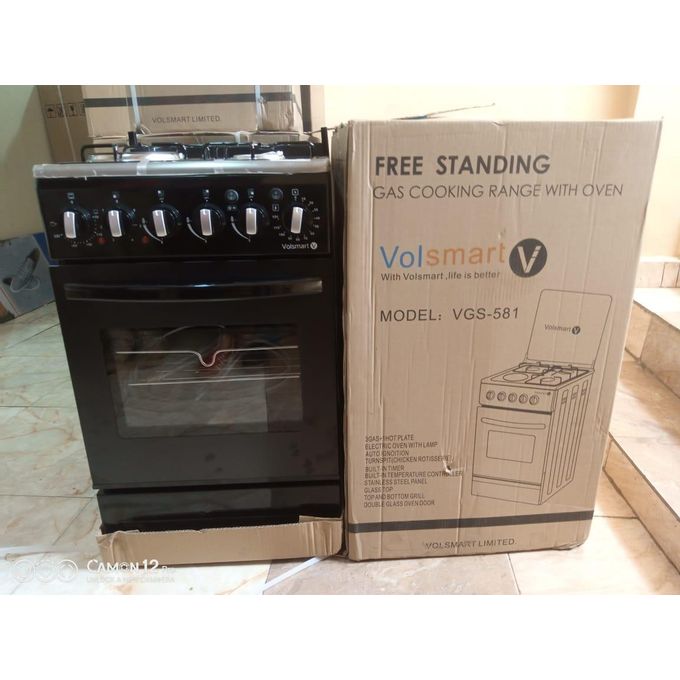 ICECOOL Volsmart 4 Burners Free Standing Gas Cooker Cooking Range with 60L Oven 3 Gas + 1 Electric VGS-581 Black - Image 4